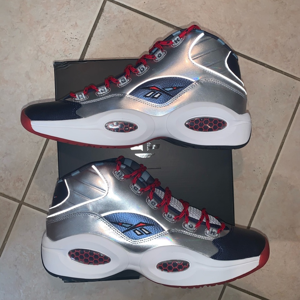 Reebok Iverson Question x James Harden Silver Blue Red Mens Sneakers Size 13